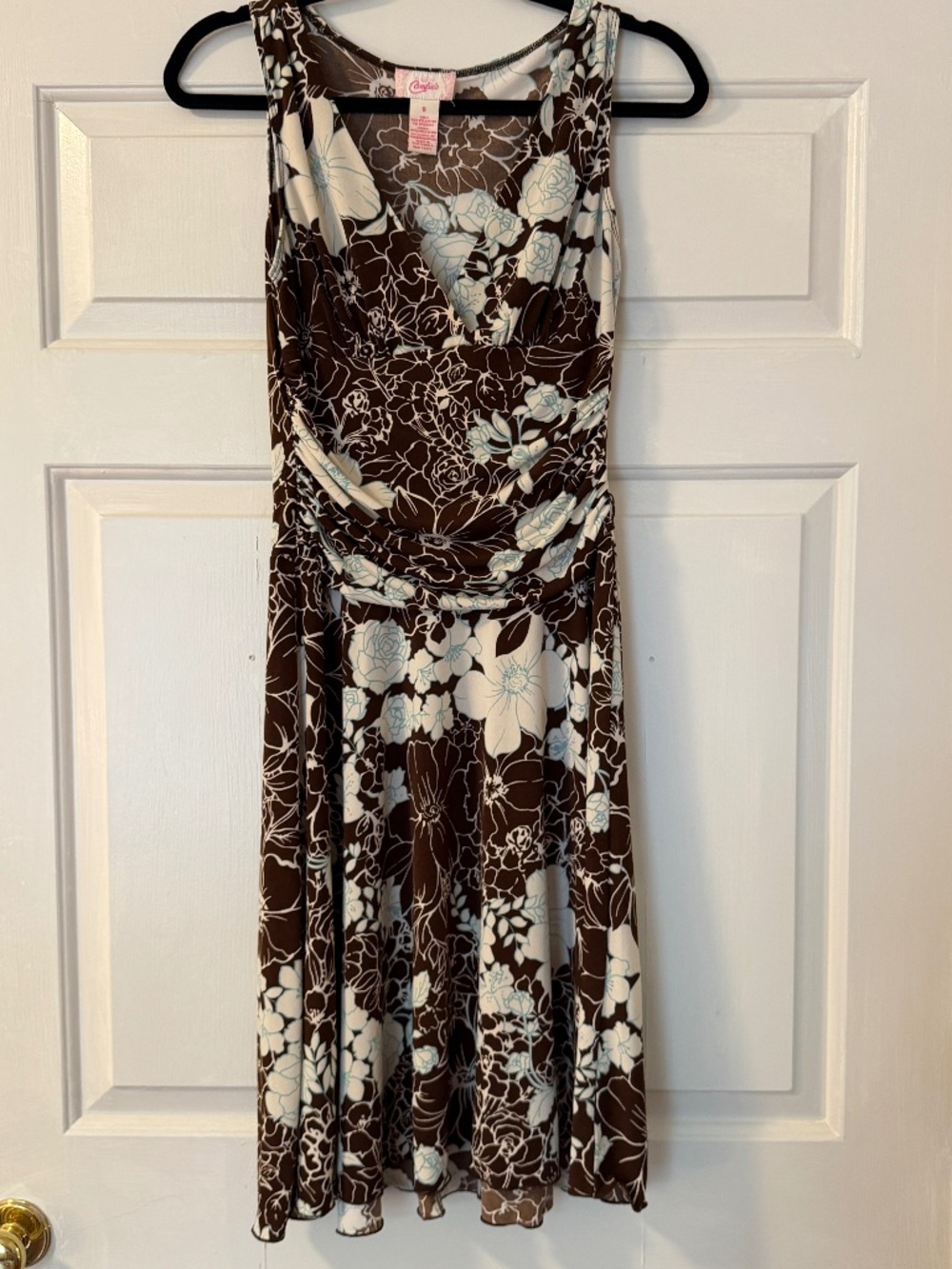 Y2K Style Candie's Floral Midi Dress Women's Small Blue White Teal Tropical Boho